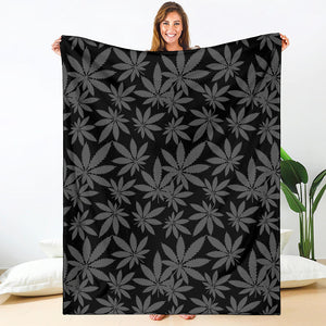 Black And Grey Pot Leaf Pattern Print Blanket