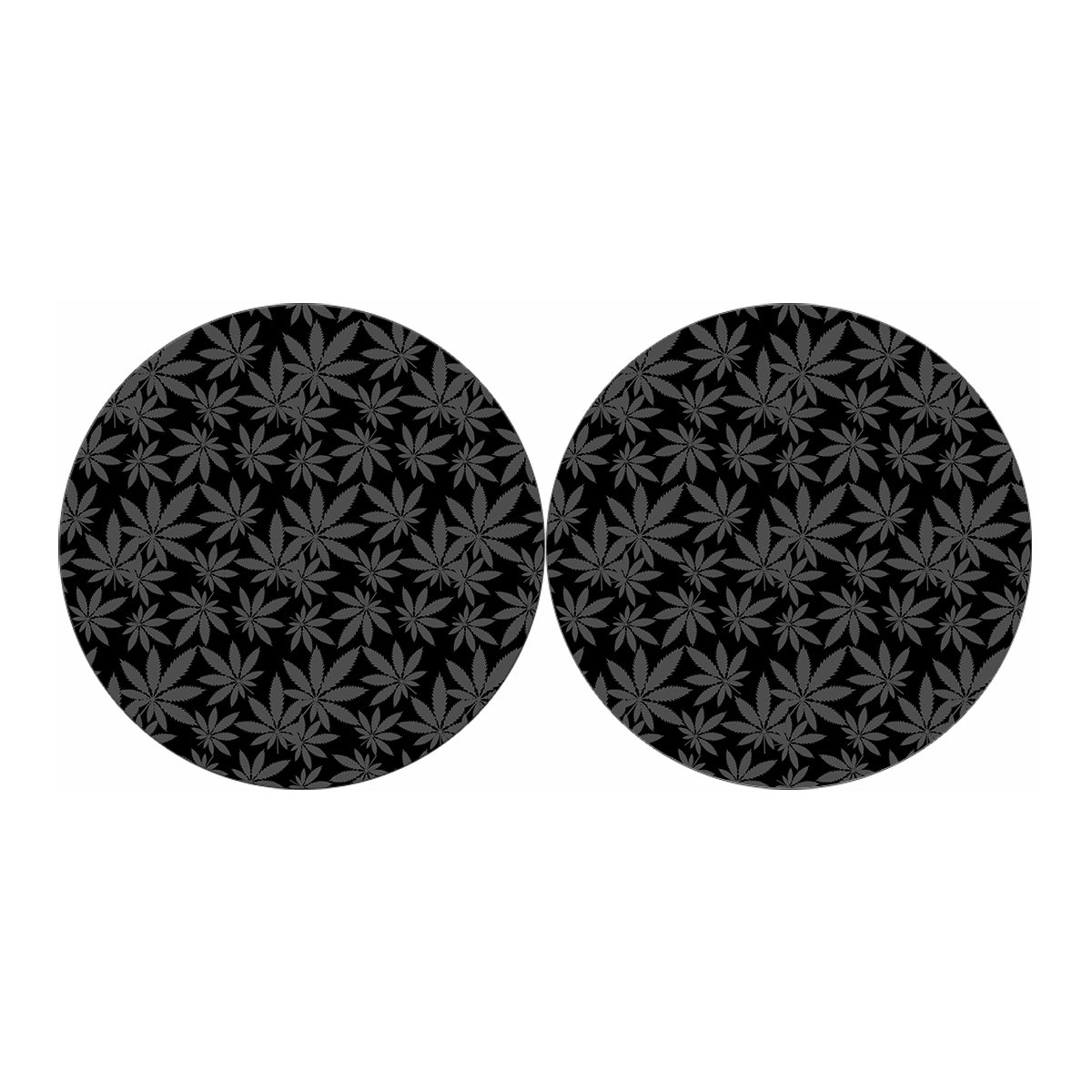 Black And Grey Pot Leaf Pattern Print Car Coasters