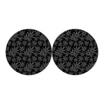 Black And Grey Pot Leaf Pattern Print Car Coasters