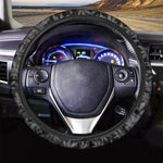 Black And Grey Pot Leaf Pattern Print Car Steering Wheel Cover