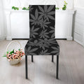 Black And Grey Pot Leaf Pattern Print Dining Chair Slipcover