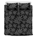Black And Grey Pot Leaf Pattern Print Duvet Cover Bedding Set