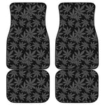 Black And Grey Pot Leaf Pattern Print Front and Back Car Floor Mats