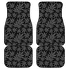 Black And Grey Pot Leaf Pattern Print Front and Back Car Floor Mats