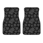 Black And Grey Pot Leaf Pattern Print Front Car Floor Mats