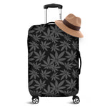 Black And Grey Pot Leaf Pattern Print Luggage Cover