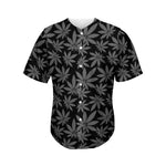 Black And Grey Pot Leaf Pattern Print Men's Baseball Jersey