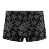 Black And Grey Pot Leaf Pattern Print Men's Boxer Briefs