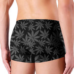 Black And Grey Pot Leaf Pattern Print Men's Boxer Briefs