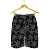 Black And Grey Pot Leaf Pattern Print Men's Shorts