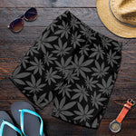 Black And Grey Pot Leaf Pattern Print Men's Shorts