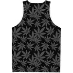Black And Grey Pot Leaf Pattern Print Men's Tank Top
