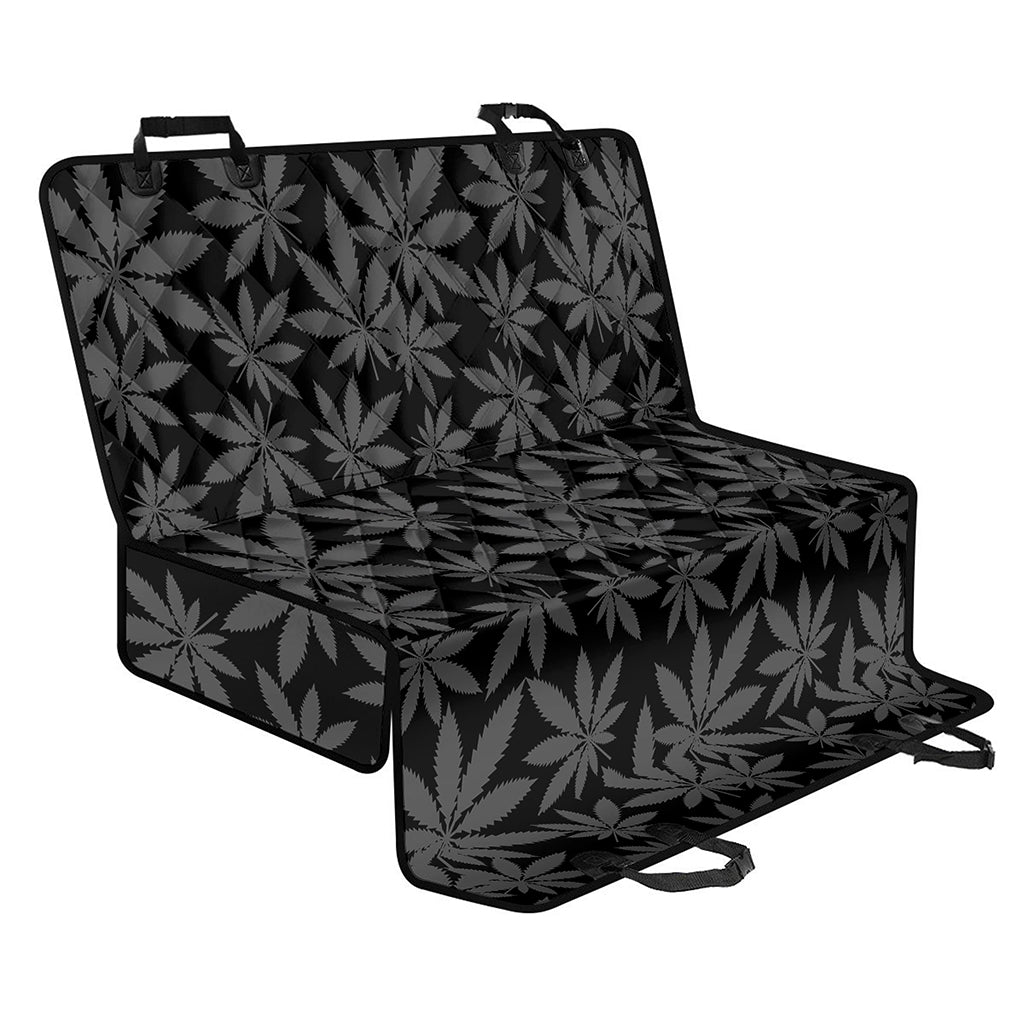 Black And Grey Pot Leaf Pattern Print Pet Car Back Seat Cover