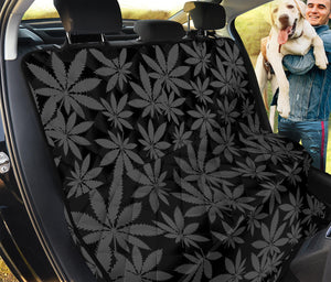 Black And Grey Pot Leaf Pattern Print Pet Car Back Seat Cover