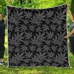 Black And Grey Pot Leaf Pattern Print Quilt