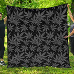 Black And Grey Pot Leaf Pattern Print Quilt