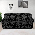 Black And Grey Pot Leaf Pattern Print Sofa Cover