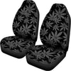 Black And Grey Pot Leaf Pattern Print Universal Fit Car Seat Covers