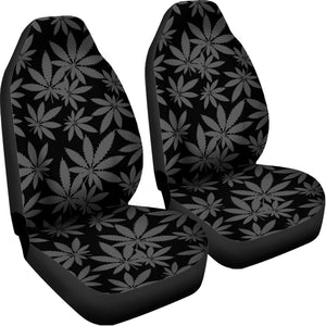 Black And Grey Pot Leaf Pattern Print Universal Fit Car Seat Covers