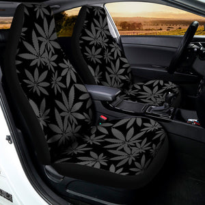 Black And Grey Pot Leaf Pattern Print Universal Fit Car Seat Covers