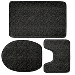 Black And Grey Western Floral Print 3 Piece Bath Mat Set