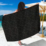 Black And Grey Western Floral Print Beach Sarong Wrap