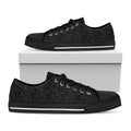 Black And Grey Western Floral Print Black Low Top Sneakers
