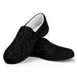 Black And Grey Western Floral Print Black Slip On Shoes