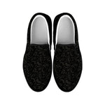 Black And Grey Western Floral Print Black Slip On Shoes