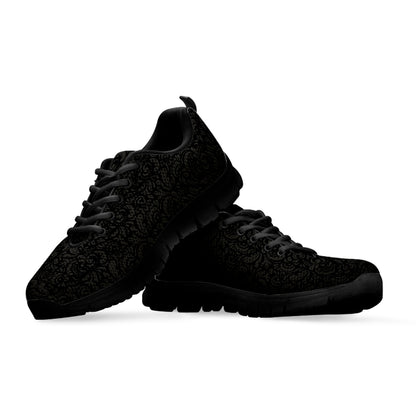 Black And Grey Western Floral Print Black Sneakers