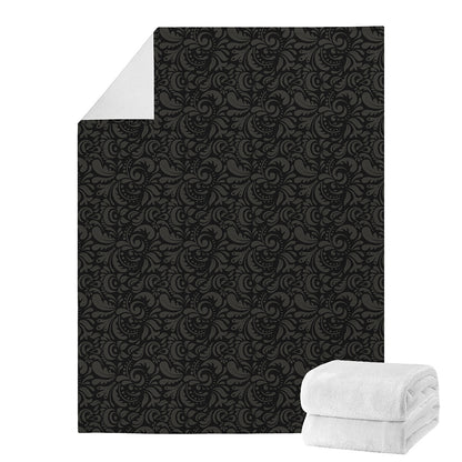 Black And Grey Western Floral Print Blanket