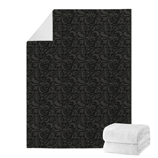 Black And Grey Western Floral Print Blanket