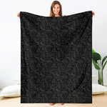Black And Grey Western Floral Print Blanket