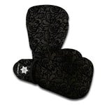 Black And Grey Western Floral Print Boxing Gloves