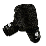 Black And Grey Western Floral Print Boxing Gloves