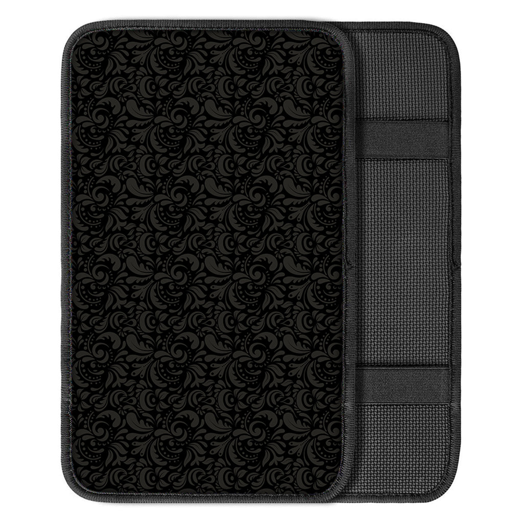 Black And Grey Western Floral Print Car Center Console Cover