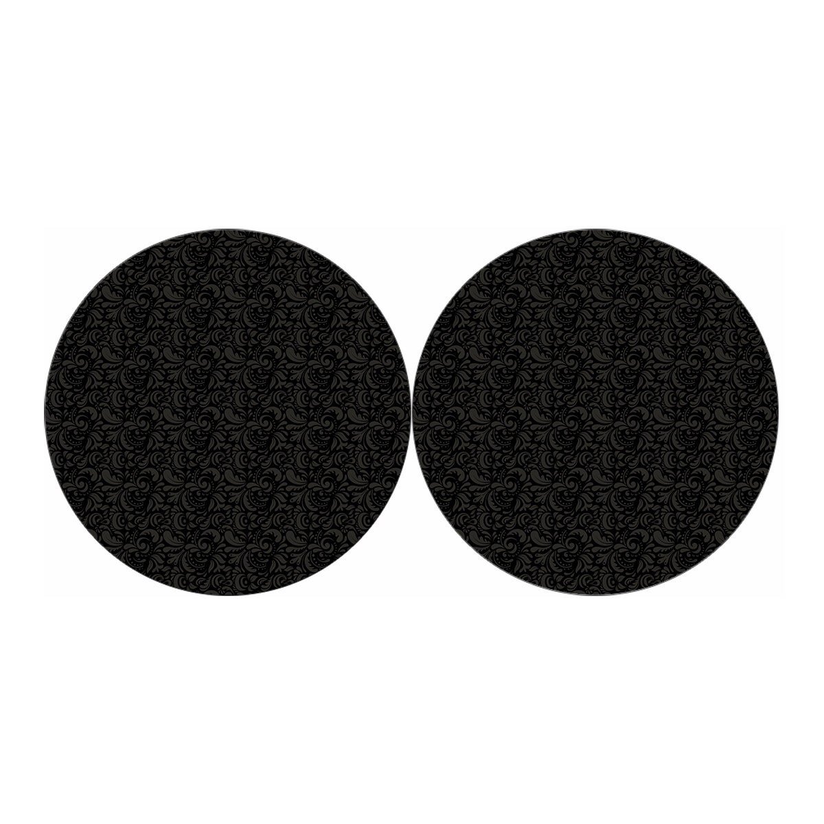 Black And Grey Western Floral Print Car Coasters