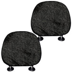 Black And Grey Western Floral Print Car Headrest Covers