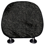 Black And Grey Western Floral Print Car Headrest Covers