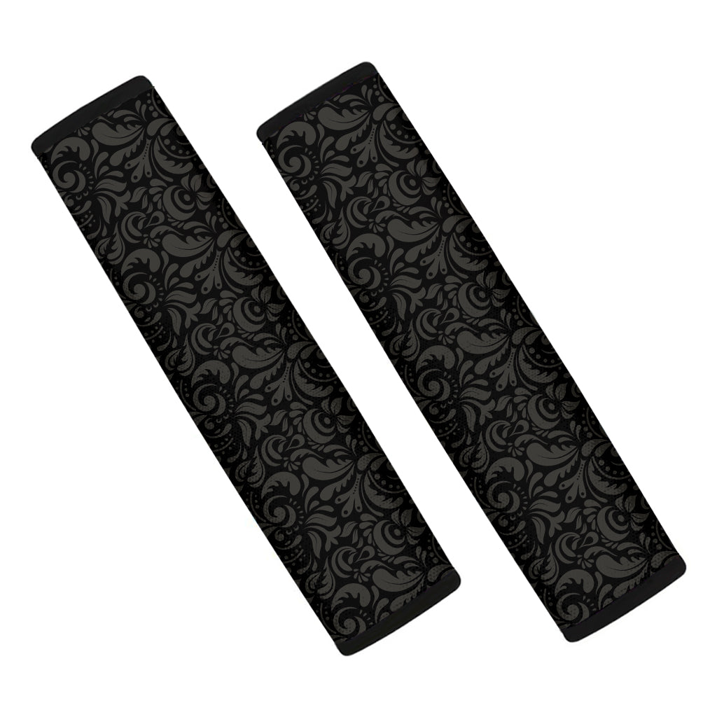 Black And Grey Western Floral Print Car Seat Belt Covers