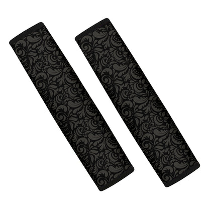 Black And Grey Western Floral Print Car Seat Belt Covers