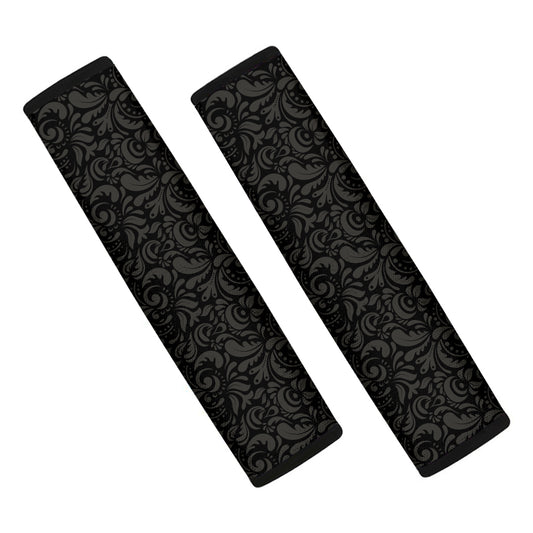 Black And Grey Western Floral Print Car Seat Belt Covers