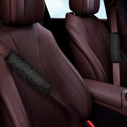 Black And Grey Western Floral Print Car Seat Belt Covers