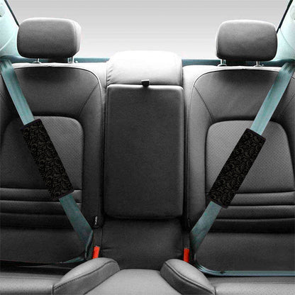 Black And Grey Western Floral Print Car Seat Belt Covers