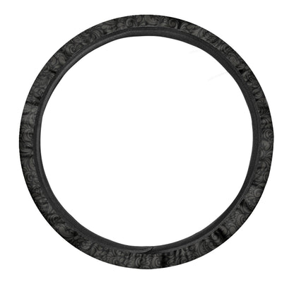 Black And Grey Western Floral Print Car Steering Wheel Cover