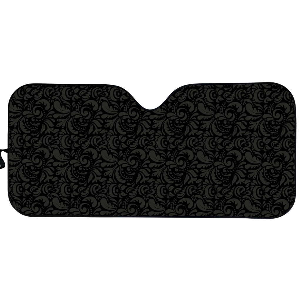 Black And Grey Western Floral Print Car Sun Shade