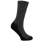 Black And Grey Western Floral Print Crew Socks