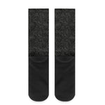 Black And Grey Western Floral Print Crew Socks