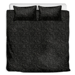 Black And Grey Western Floral Print Duvet Cover Bedding Set