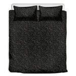 Black And Grey Western Floral Print Duvet Cover Bedding Set